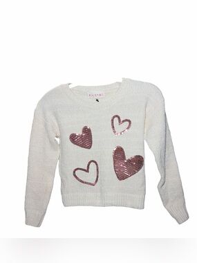 NWT Girl’s Size 10/12 Pink Republic Cream Sweater with Pink Sequin Hearts